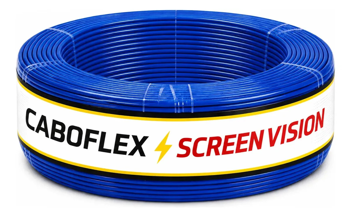 Fio 6mm Cabo Flexível Rolo Com 25 Metros Elétrico 750v Cor Azul Marca Screen Vision