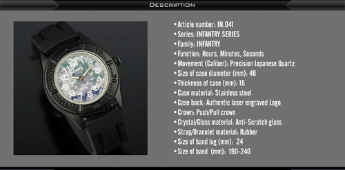 Relógio Infantry Quartz Wrist Sport Stain Pulseira Borracha