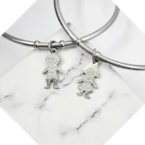 Comprar Pulsera Esclava Con Dije Hijos Niño Niña Acero Quirúrgico 
