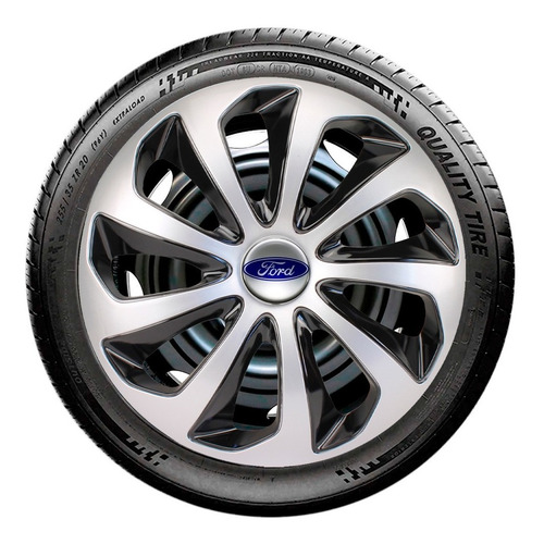 Imagem 3 de 3 de Jogo Calota 14 Velox Silver Black Ford Fiesta Focus Ka Novo