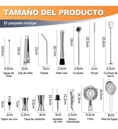 Kit Para Preparar Cócteles De 750 Ml, Juego De 23 Piezas