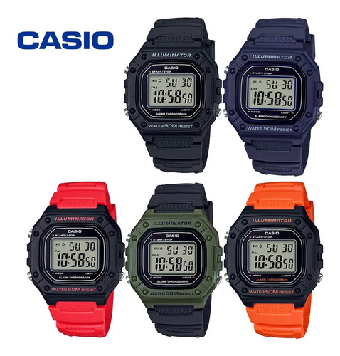 Reloj Casio Resistente Al Agua Con Cronómetro W 218h  Hombre