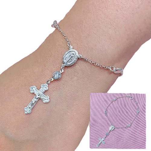 Pulsera Denario De Plata 925 Con Cubic Blanco Ps 149 