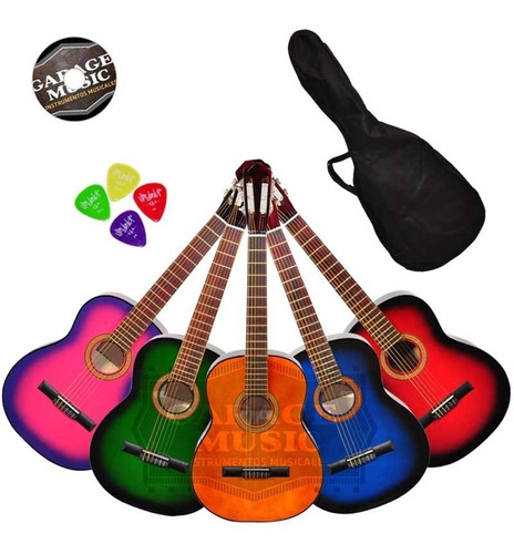 Guitarra Criolla Clasica Mediana 3/4 Funda Pua Curso Cuerda