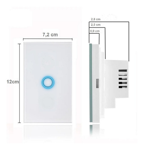 Imagen 5 de 8 de Interruptor Touch Doble Inteligente Wifi/2 Canal Sin Neutro
