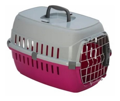 Transportadora Mascota Perro Puerta Metal Moderna Rosa