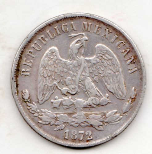 Moneda  Un Peso  De 1872 Republica Mexicana Plata