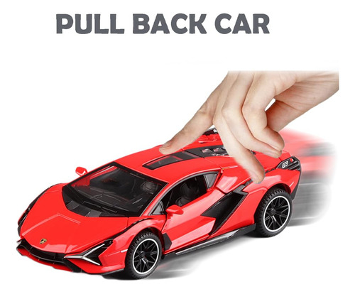 Auto De Juguete Iyeam Lambo Sian Fkp3 Con Luces Y Sonido Roj Color