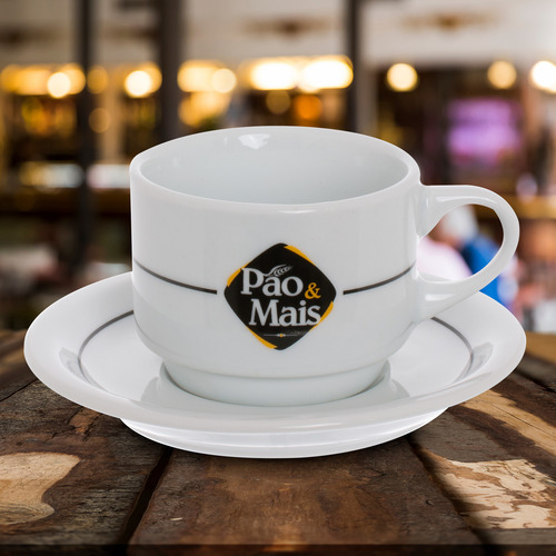 24 Xicara Chá Hotel Com Pires 160 Ml Porcelana Personalizada