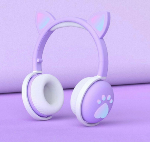 Imagen 1 de 4 de Audífonos Inalámbricos Para Niños Orejitas De Gato Con Luces
