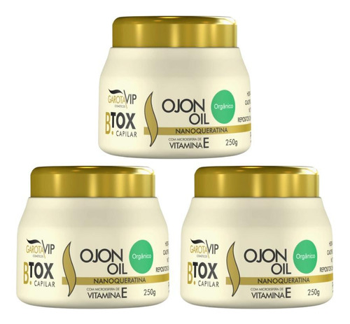 Botox Garota Vip B.tox Capilar Organico 250g - Kit Com 3un
