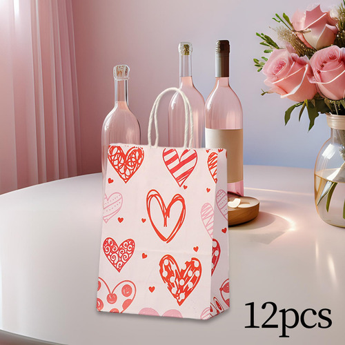 12 Uds. Bolsas De Regalo Para El Día De Valentín Con Asa,