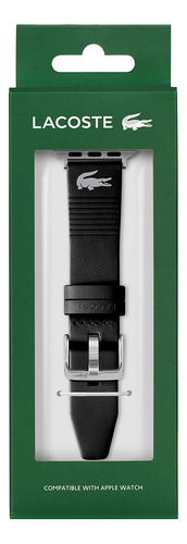Correa Lacoste Croc Leather Compatible Apple Watch Unisex Color Negro Talla 38mm-40mm