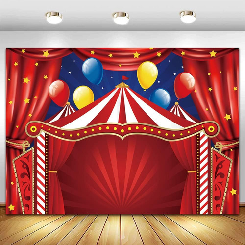 Red Circus Carnival Backdrop Curtain Stars Photo Background 