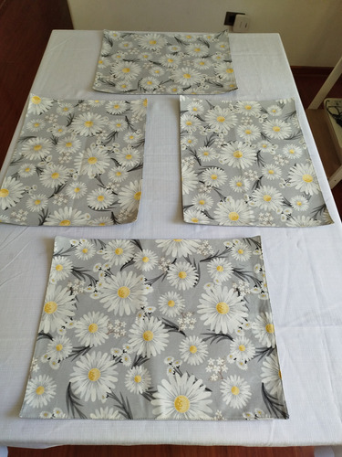 Set 4 Individuales Rectangular Lona Impermeable Hecho A Mano
