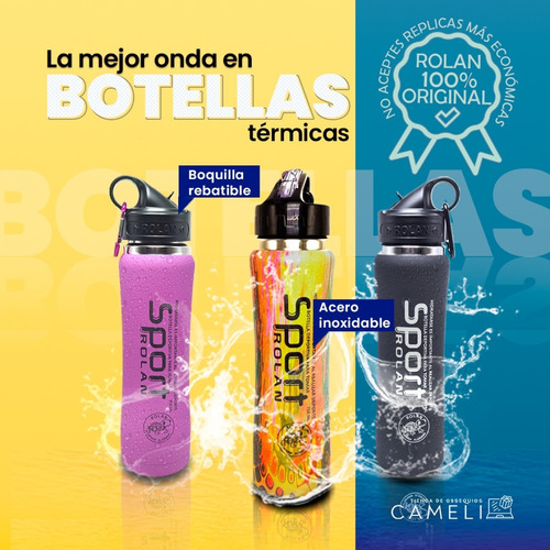 Botella Deportiva Termica Termo Acero Inox Engomado 750 Ml