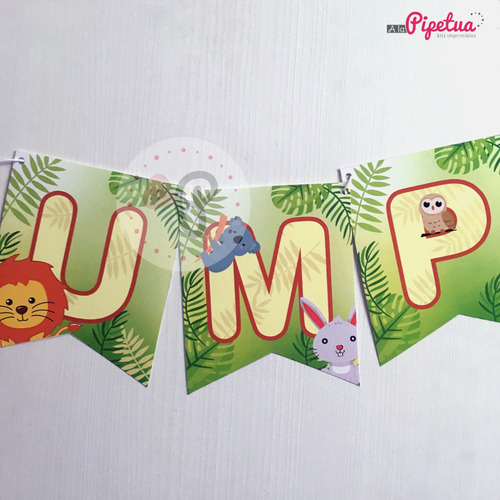 Mega Pack Animales De La Selva Topper Banderin Pinchos Deco
