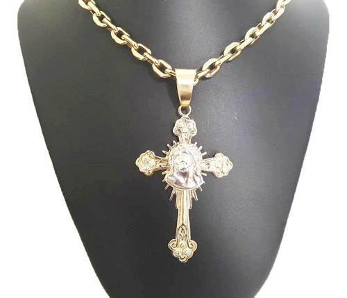 Imagem 6 de 7 de Pingente Cruz Face De Cristo 14 Gramas Ouro 18k 750
