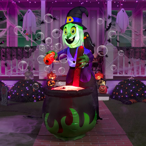 Bruja Inflable Caldero Magico Decoracion Halloween De 1.8m