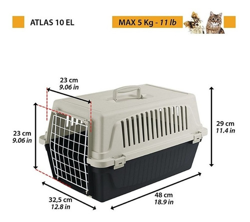 Transportador Perros Gatos Atlas 10 48x32.5x29 Colores Np