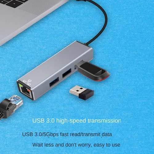 Tarjeta De Red Con Cable Usb De 100 Mbps Rj45 Usb3.0 Hub Ext