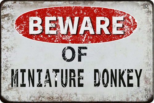 Kexle Beware Of Miniature Donkey - Letrero De Lata De Metal