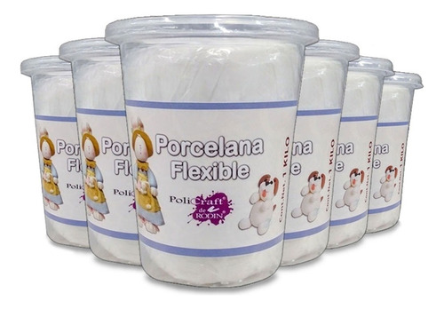 Kit 6 Pasta Francesa Rodin (porcelana Flexible ) De 1 Kg Color Blanco