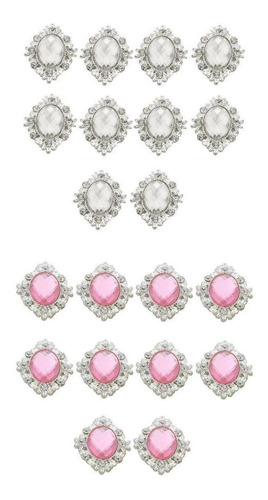 20 Piezas De Cabujones De Diamantes De Rosa+transparente