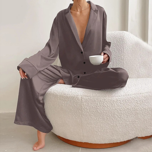 Pijama De Satén De Seda De Gran Tamaño, Corte Bajo, Para Muj