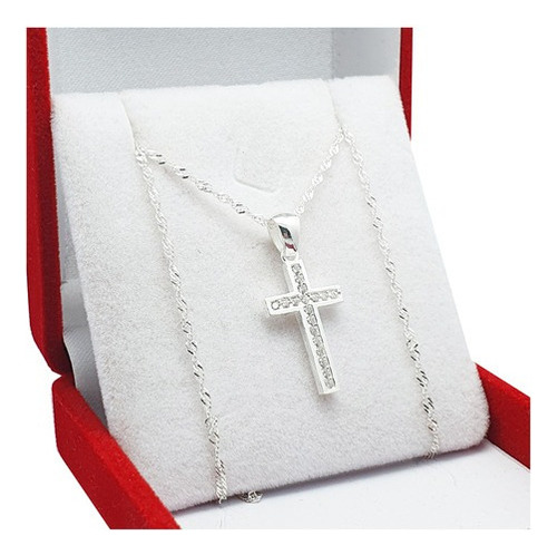 Conjunto Cadena Con Cruz Regalo Plata 925 Regalo Mujer  