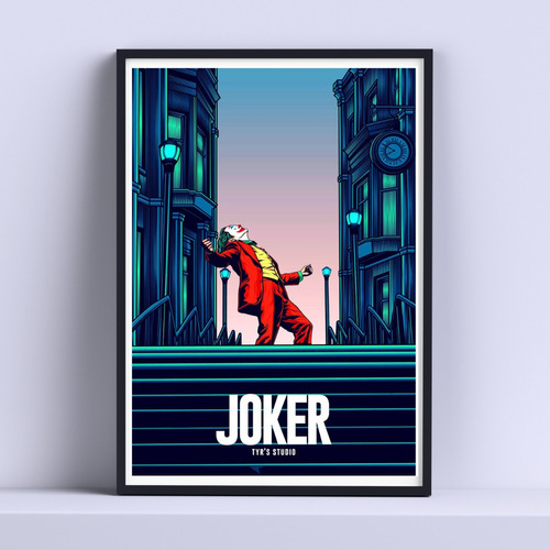Cuadro Joker Escaleras Dibujo 30x40cm Marco + Vidrio