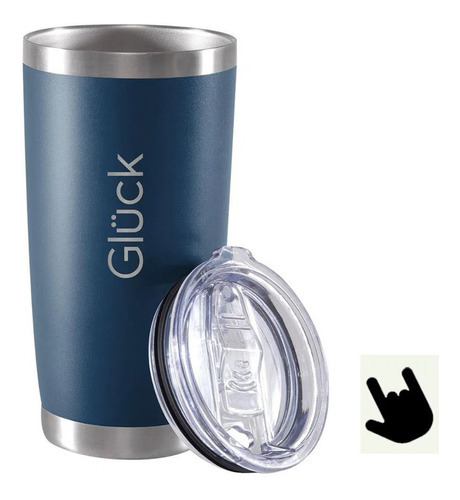 Copo Termico Gluck Lucky Night Blue Aço Inox 591ml C/ Tampa Cor Azul