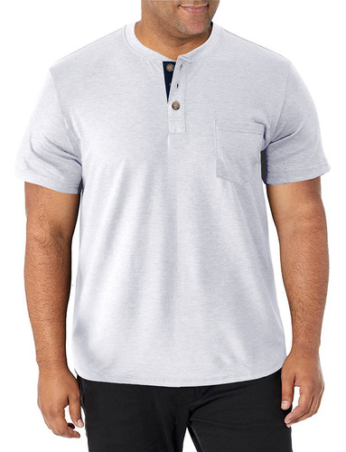 Mono Henley Shirt, Talla Grande, Playera Básica Con Cuello R