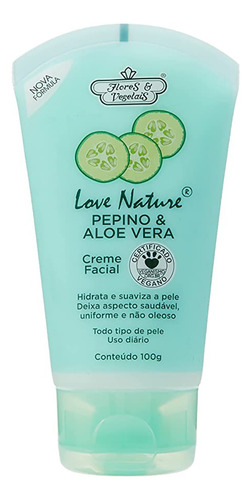 Creme Facial Extrato De Pepino Flores E Vegetais - 100g