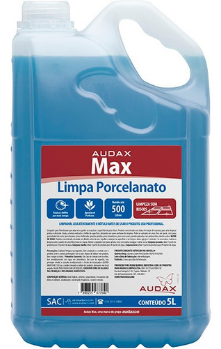 Limpa Porcelanato Concentrado Max Audax 5l Rende 500 Litros