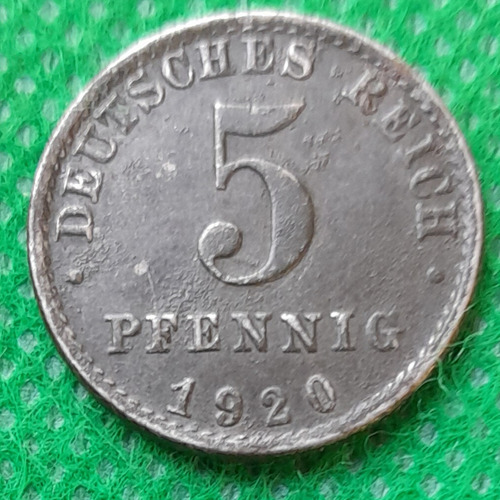 Moneda De 5 Pfennig. Alemania Año 1920, Estado F