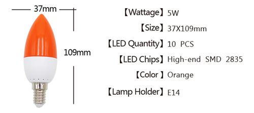 General Bombilla Led De Color Con Punta De Vela J9e14, Luz