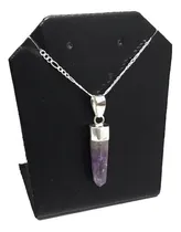 Comprar Dije Cuarzo Morado Y Blanco Plata 925 Y Cadena 3x1 60x2 Cc06