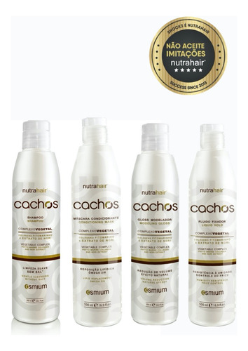 Kit Cachos Shampoo + Máscara + Fluido +gloss Modelador 500ml