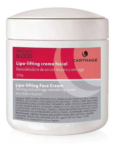 Lipo Lifting Crema Facial 250g Dragon Blood Carthage