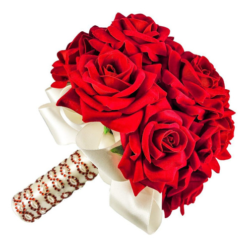 Buquê De Noiva Com Rosas Vermelhas Luxo Grande Casamento