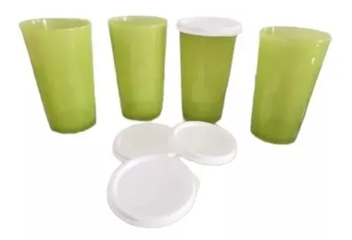 Vasos Decoret con Tapa Rosa Set 4 Tupperware