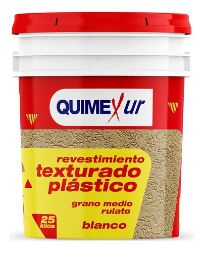 Revestimiento Texturado Plástico Grano Medio 25kg Quimexur Color Blanco