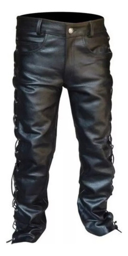 Pantalones Biker Largos De Piel Sintética Con