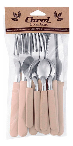 Set X16 Cubiertos Plástico Areia Beige Carol