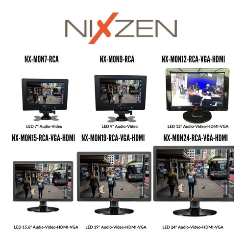 Imagen 4 de 4 de Monitor Seguridad 12 Lcd Rca Vga Hdmi Bnc Parlantes
