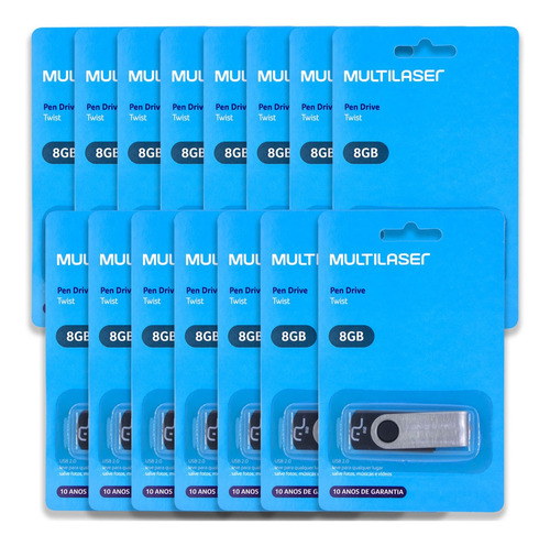 Imagem 1 de 5 de 15 Pen Drive Twist 8gb Usb Multilaser - 15 Cartelas