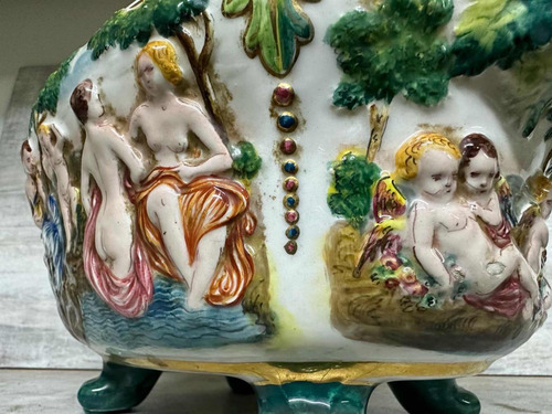 Centro De Mesa Capo Di Monti Porcelana Vidriada 1930 (Usado)