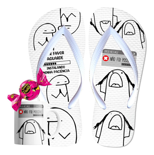Imagem 1 de 7 de Caneca Flork Meme Engraçado Paciência Kit Chinelo E Bombom