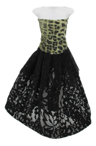 Vestido De Fiesta C Puntilla Negra Y Trusa P/muñeca 30 Cm 